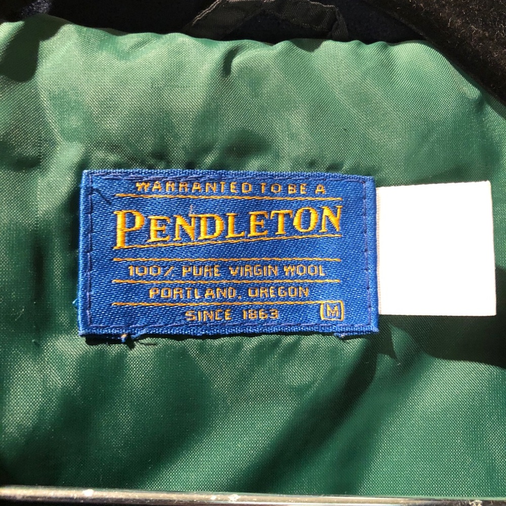 Pendleton Navy Paneled Wool Zip Up Coat Size M - image 3